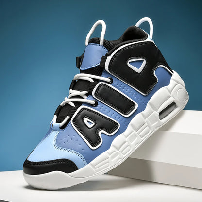 New Large-sized High-top Men's Shoes, Lightweight and Anti-slip Air Cushioned Sports Running Shoes, Casual Basketball Shoes