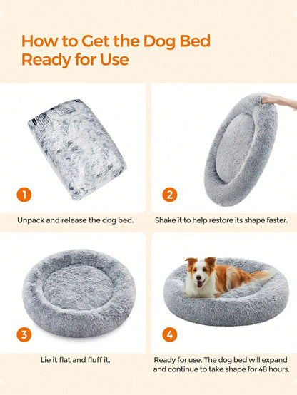Plush Round Pet Bed, Warm All-Season Comfort