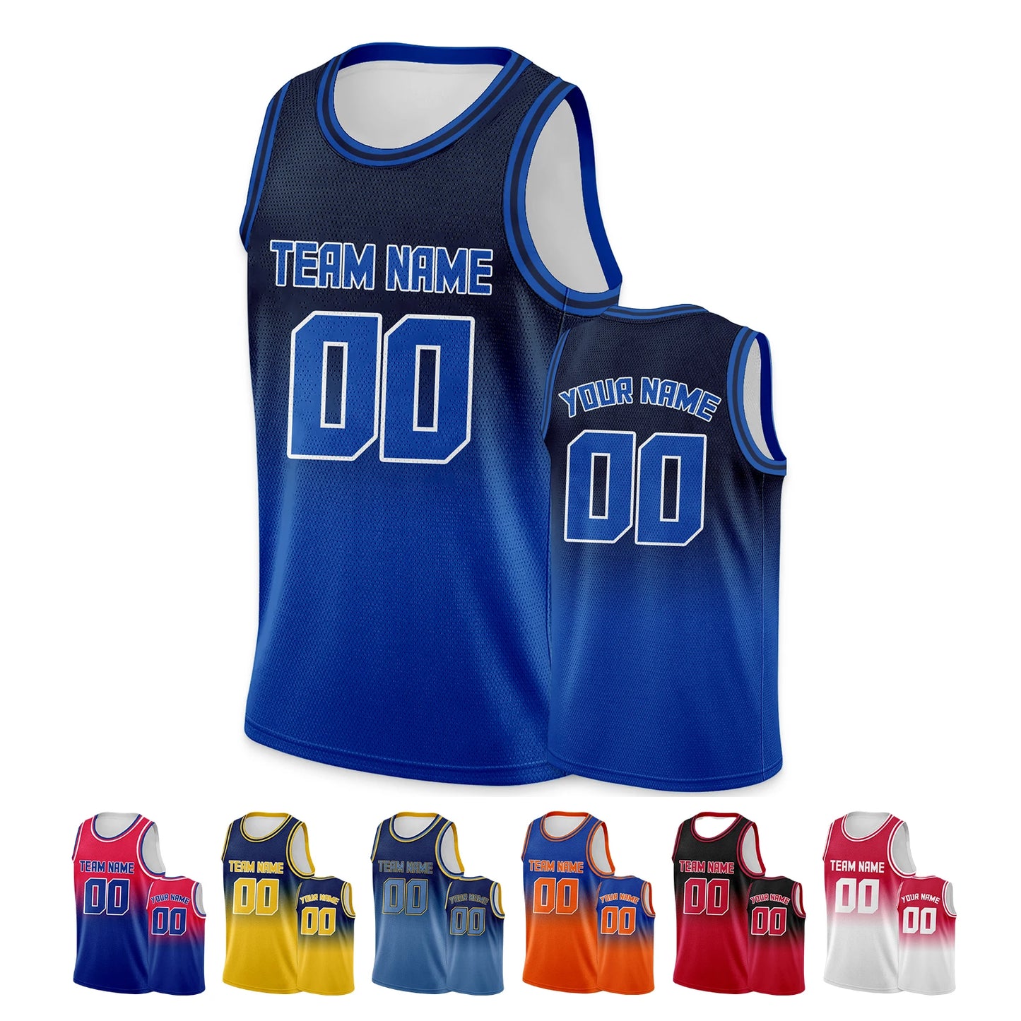 Custom Basketball Jersey Blue Gradient Personalized Printed Name Number Logo Team Shirt for Men Women Youth Kids Fans Gift