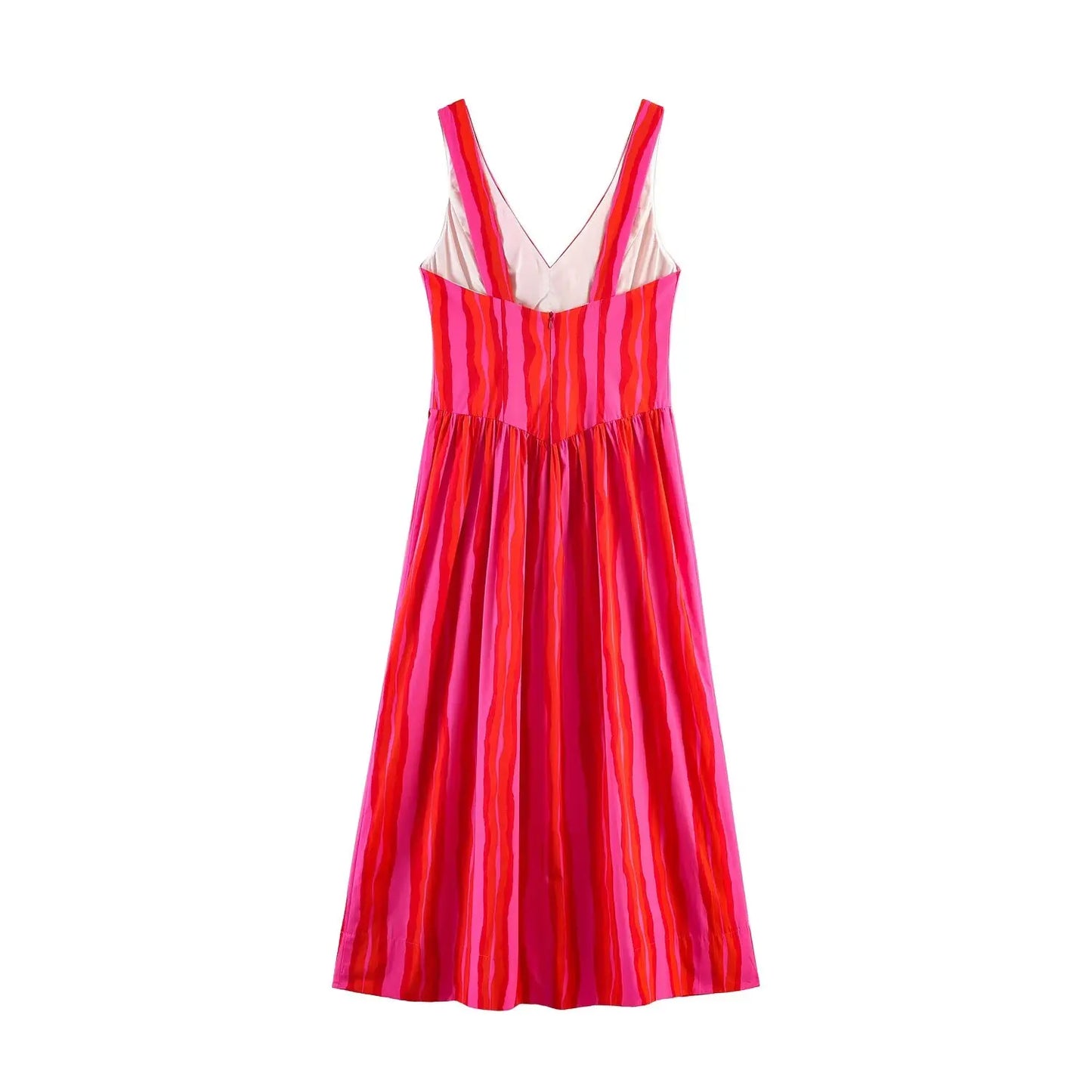 Women's Stripe Knot Waist Sleeveless Dress – Elegant Fairy Skirt for Citywalk & Summer Outings