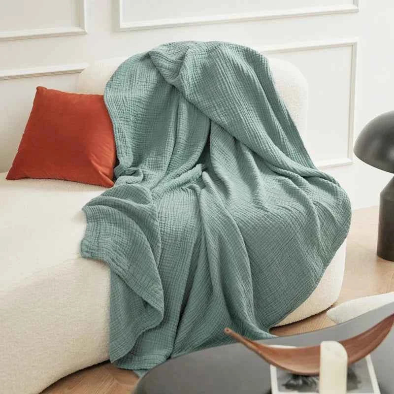 Battilo 100% Cotton Muslin Throw Blanket for Sofa 6 Layer Breathable Lightweight Boho Throws for Couch Bed Large Summer Blankets