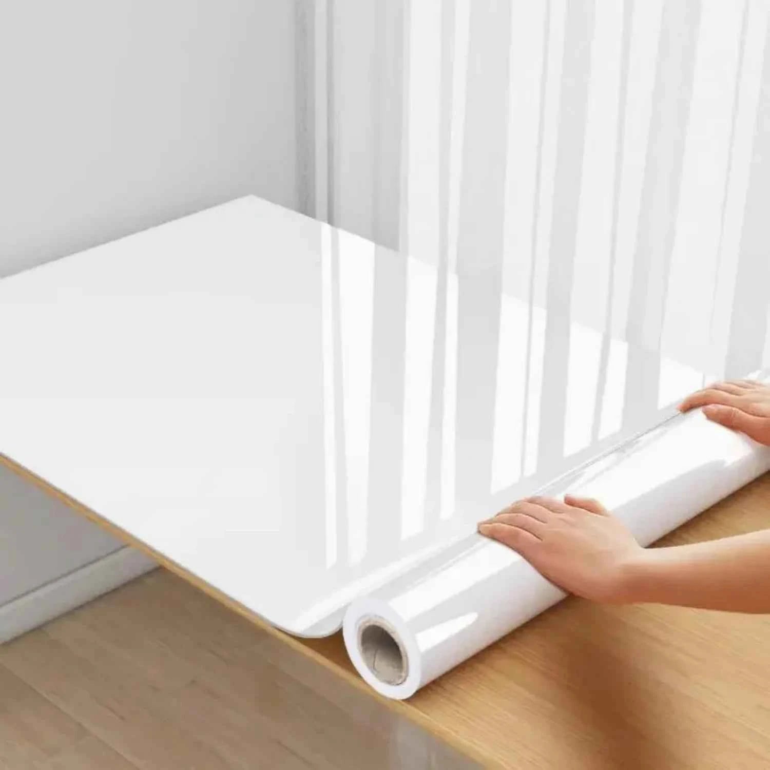 Plain Gloss Paste Wall Stickers PVC Pearl Film Waterproof Wallpaper Room DIY Self-adhesive Wardrobe Kitchen Furnitur Renovation