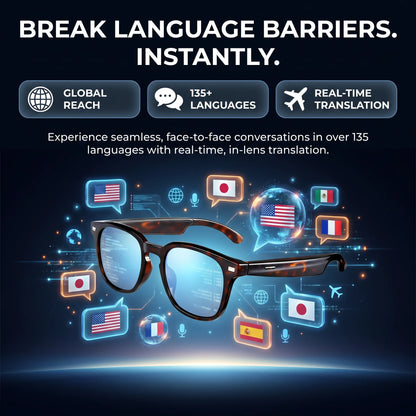 Smart Wireless Sunglasses – Touch Control, AI Translation, Music & Calls, Ultra-Light