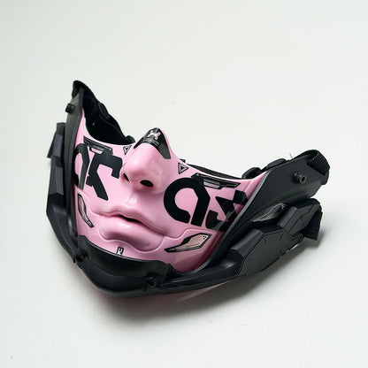 JAUPTO Cyberpunk Mecha Half Mask Breathable Tactical Cosplay for Halloween Rave Streetwear