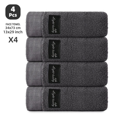 4-Pack 100% Cotton Towels, Soft & Comfortable, High Water Absorbency, Hair-Drying