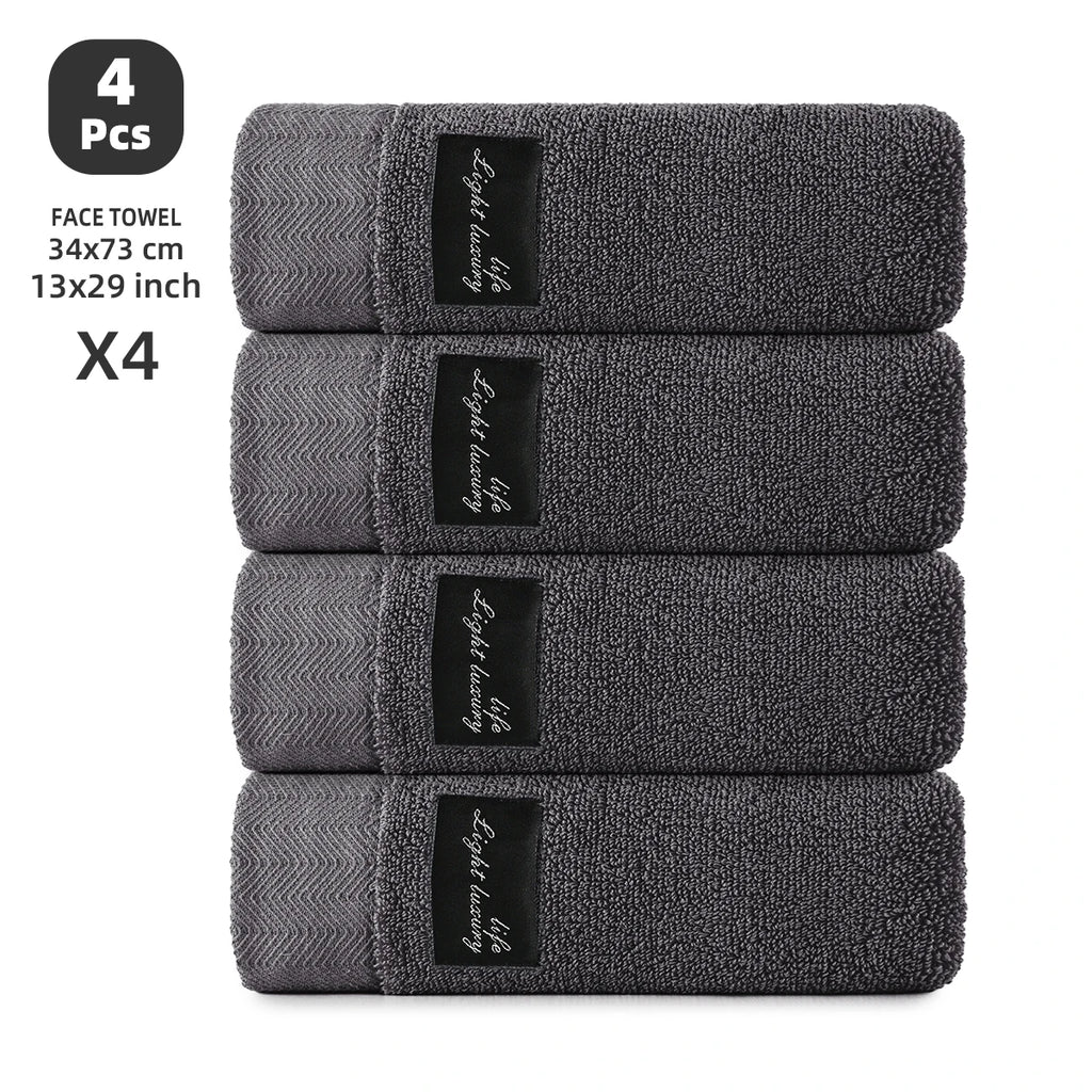 4-Pack 100% Cotton Towels, Soft & Comfortable, High Water Absorbency, Hair-Drying