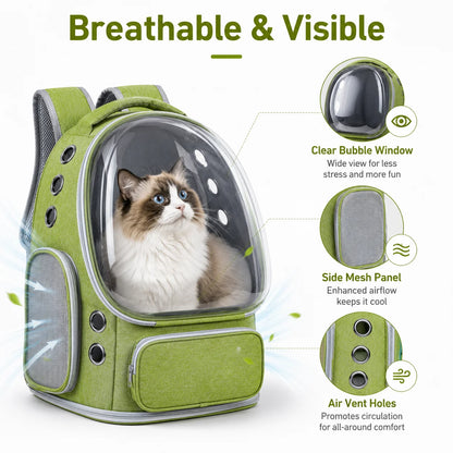 Space Capsule Cat Backpack, Transparent Bubble Window
