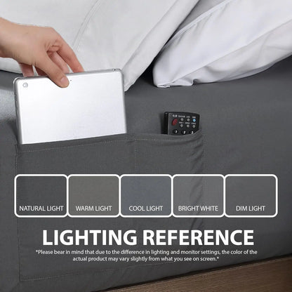 Queen Fitted Sheet with Double-Sided Pockets - 14" Deep Pocket Microfiber, Ultra Soft, Wrinkle & Fade Resistant, Grey