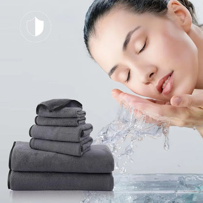 Luxury Silk-Feel Hemmed Towel Set - Thin, Fast Drying - 2 Bath Towels