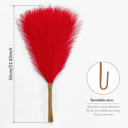 10pcs Faux Pampas Grass Decor Artificial Pampas Flower Floral Vase Filler Flower Arrangement Home Room Wedding Fall Decoration