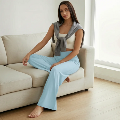 Women's High Waist Straight Leg Yoga Pants — Naked Feel Butt Lifting Ice Silk Trousers