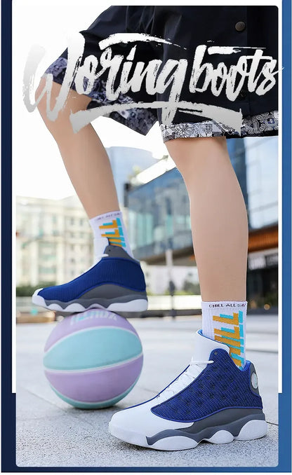 Outdoor Court Basketball Shoes Non Slip Rubber Sole Wear Resistant High Top Design Breathable Comfort Daily Training Athletic