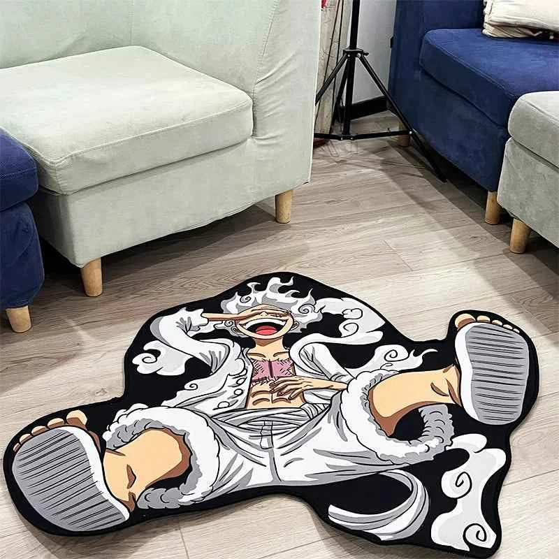 One Piece Luffy Gear 5 Plush Anime Rug - Non-Slip Soft Carpet for Bedroom Livingroom Gaming Room Decor Otaku Gift for Men & Fans