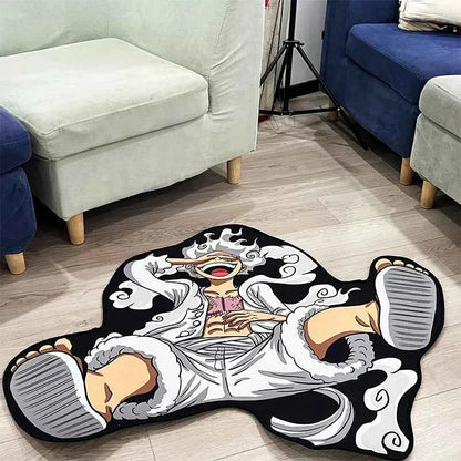 One Piece Luffy Gear 5 Plush Anime Rug - Non-Slip Soft Carpet for Bedroom Livingroom Gaming Room Decor Otaku Gift for Men & Fans