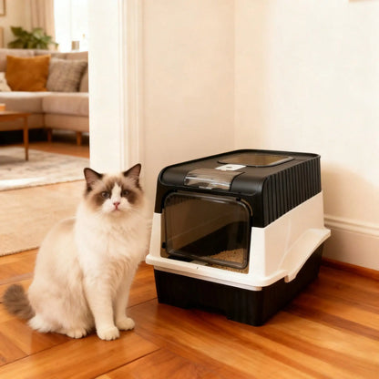 Fully Enclosed Cat Litter Box, Top Entry & Drawer