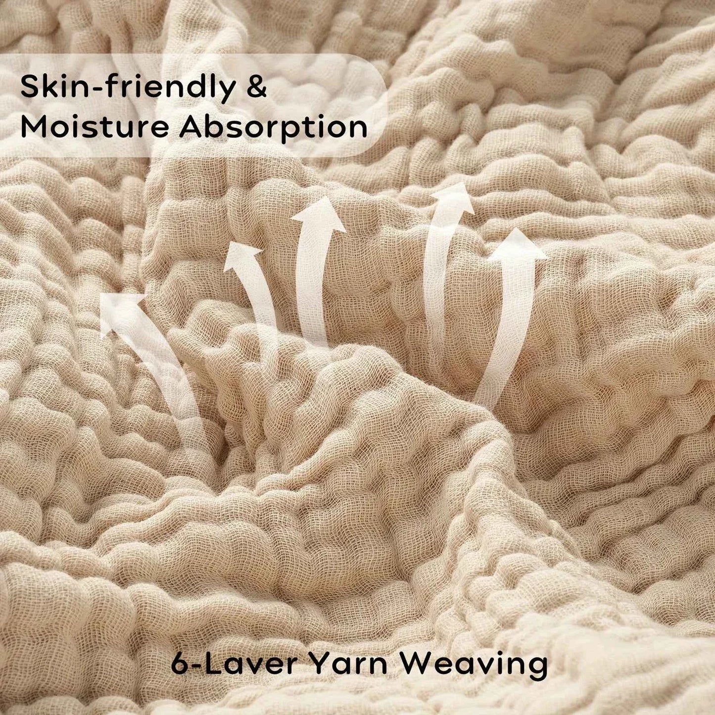 Battilo 100% Cotton Muslin Throw Blanket for Sofa 6 Layer Breathable Lightweight Boho Throws for Couch Bed Large Summer Blankets