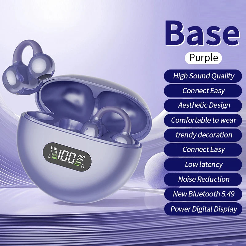 Sport Earclip Wireless Headphones – Bluetooth, LED Display, Gaming Mode | Base, Pro & Ultra