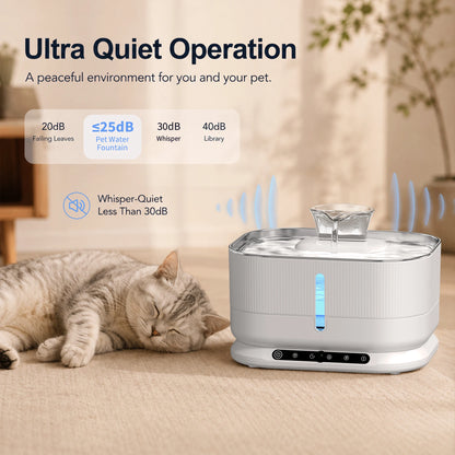 Cordless Cat Water Fountain, 3.5L Rechargeable