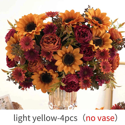 Simulated Flowers Autumn Sunflowers Sunflowers Wedding Home Fake Flowers Simulated Bouquet