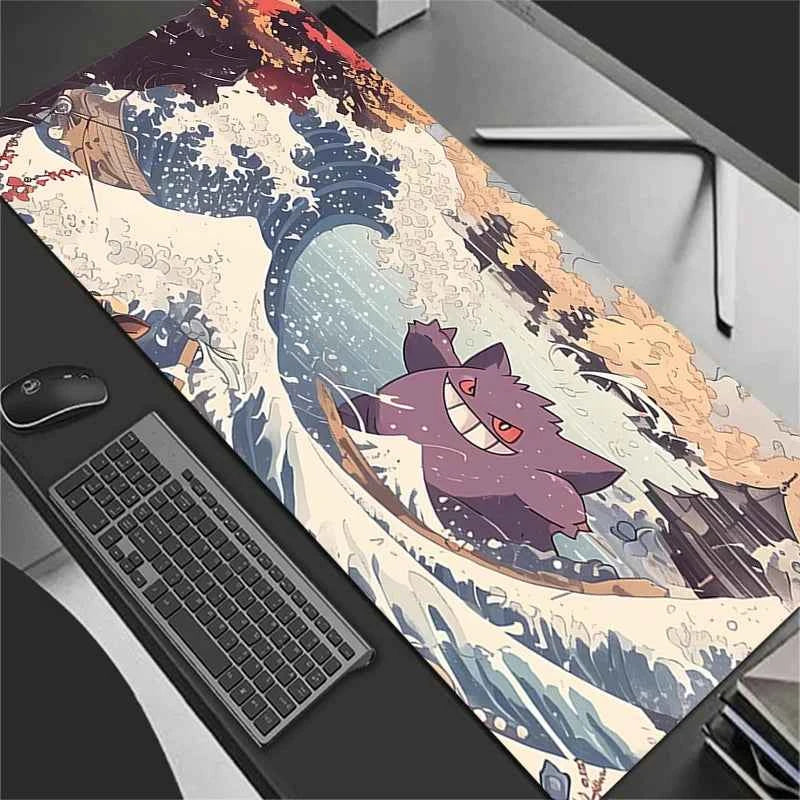 90x40cm Mouse Pad Gamer Large Computer Notebook Pc Mousepad xxl Carpet Gaming Accessories P-Pokemons G-Gengar Keyboard Desk Mat