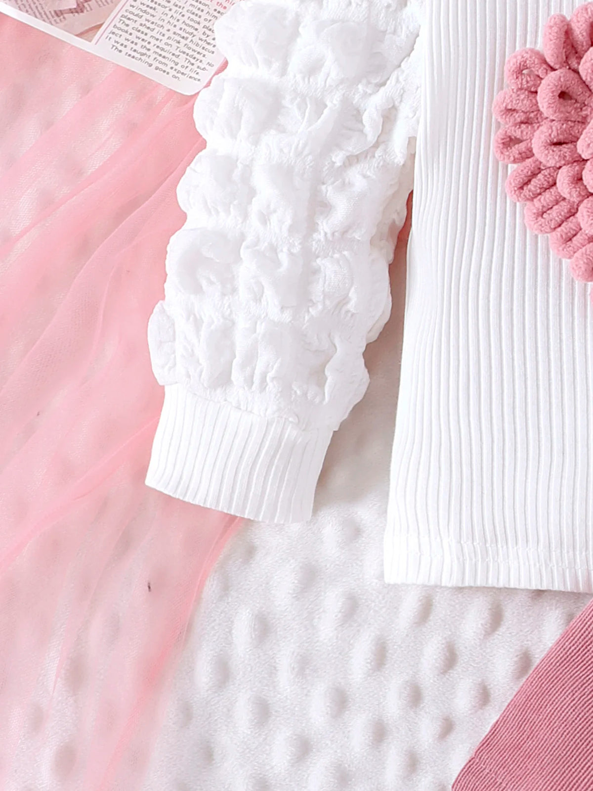 Bubble Sleeve Top & Skirt Set for Girls 1-3 Years
