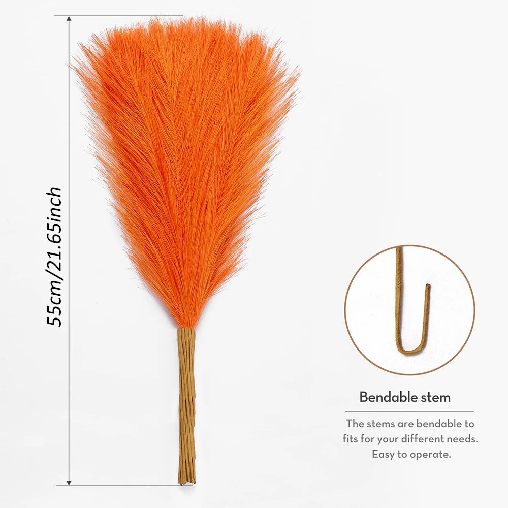 10pcs Faux Pampas Grass Decor Artificial Pampas Flower Floral Vase Filler Flower Arrangement Home Room Wedding Fall Decoration