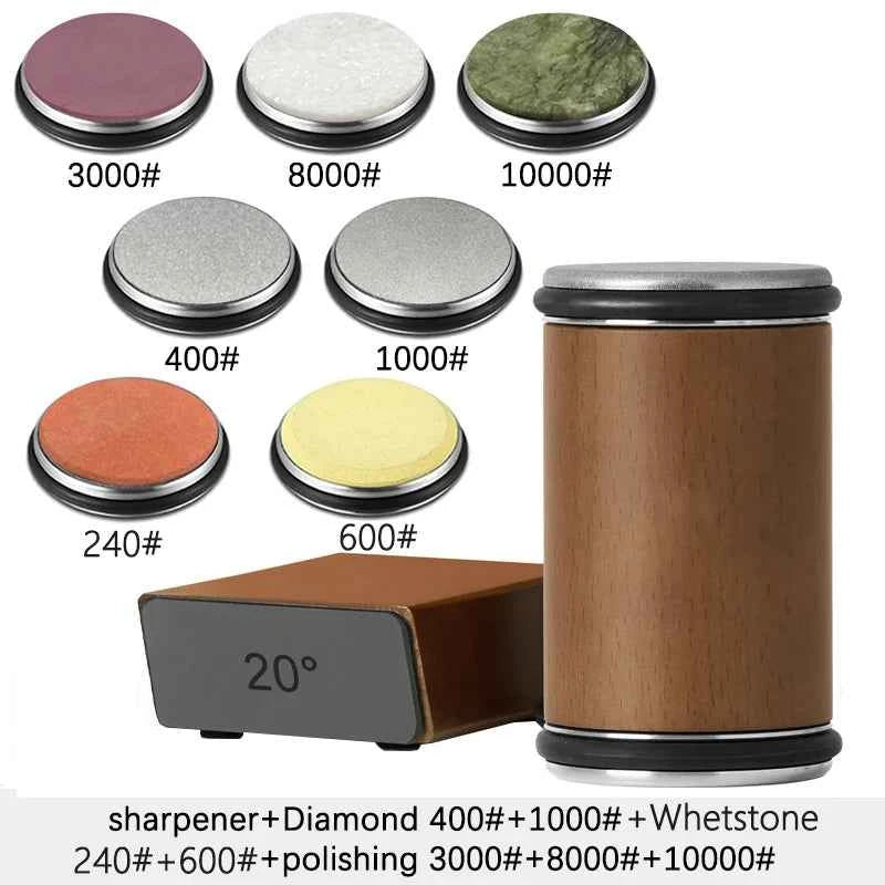 Rolling Knife Sharpener Double Sided Diamond Sharpening Stone 15/20° Degree Magnetic Angle Roller Sharpening for Kitchen Knives