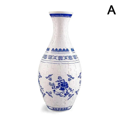 3D Puzzle Vase Flower Porcelain Design DIY Assembly Educational Toy Home Decoration House Arrangement Warming Christmas Gift Toy