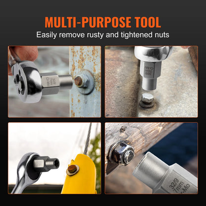 Bolt Extractor Set Bolt and Nut Remover Set 6mm to 10mm 13/32" to 3/4" CR-MO Steel Extraction Socket Set