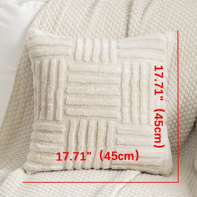Boho Faux Fur Plush Throw Pillow Cover, Grey