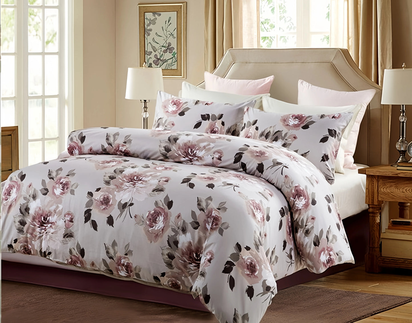 Duvet Cover Pillowcases Set,  600 TC, 100% Egyptian Cotton,  Printed and Solid Colors, US, UK Size,  Customize