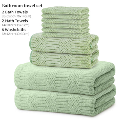 10-Piece Towel Set, 2 Bath Towels + 2 Hand Towels + 6 Face Towels, Coral