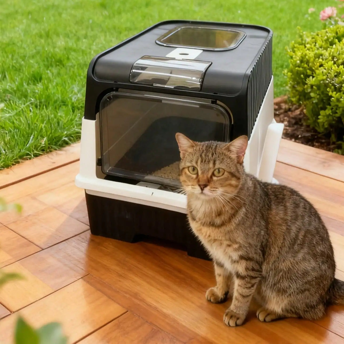 Fully Enclosed Cat Litter Box, Top Entry & Drawer