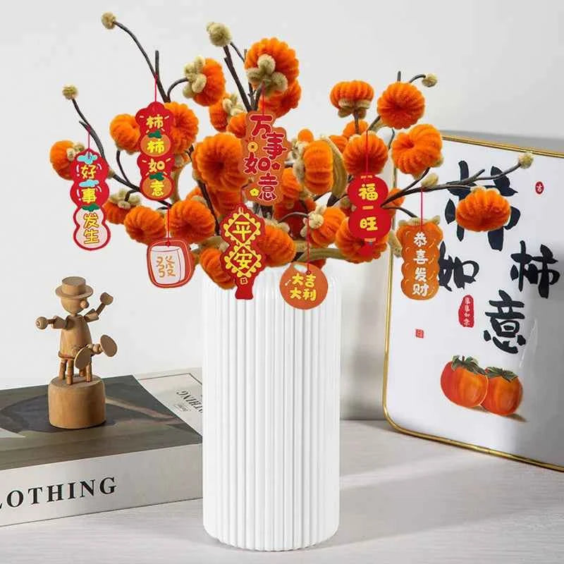 Nordic Plastic Small Vase for Tabletop Home Flower Living Room Decor Decoration Table Ornaments Circle Flower Arrangement Vase