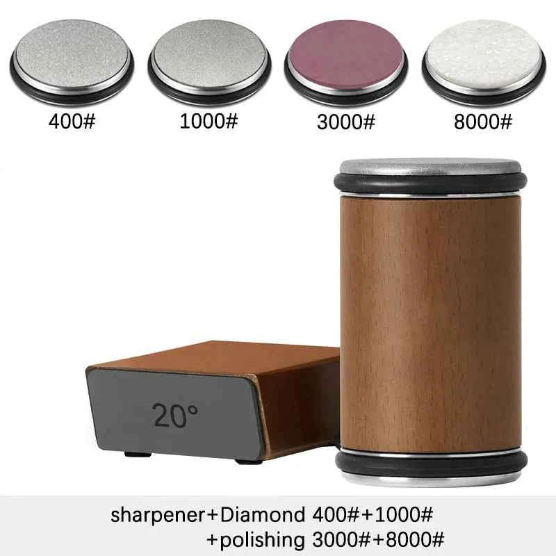 Rolling Knife Sharpener Double Sided Diamond Sharpening Stone 15/20° Degree Magnetic Angle Roller Sharpening for Kitchen Knives