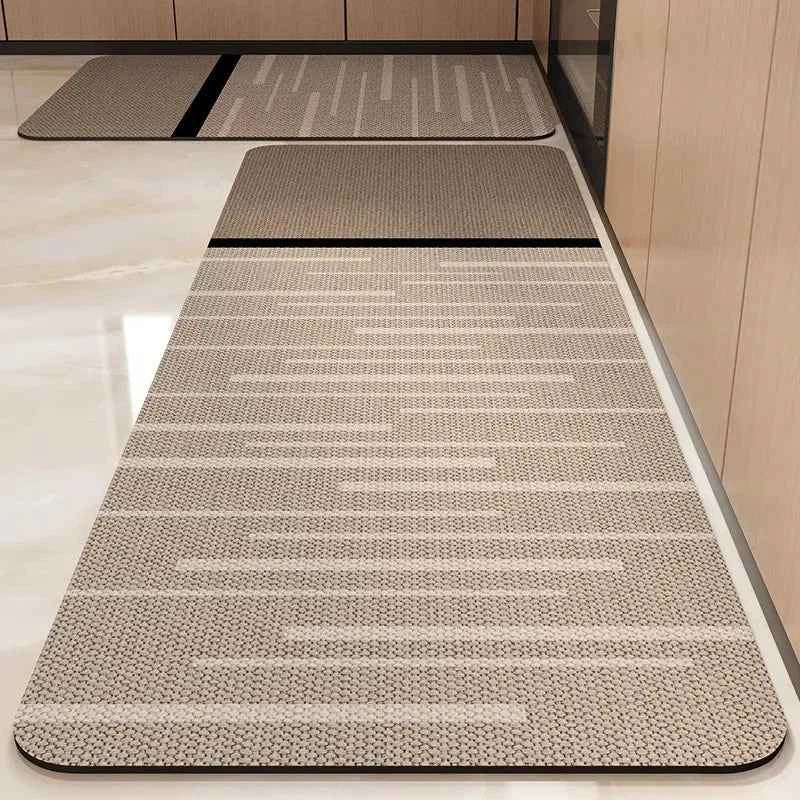 Kitchen Carpet Non-slip Waterproof Oil-proof PVC Leather Floor Mat Minimalist Gray White Letter Long Size Home Decoration Rugs