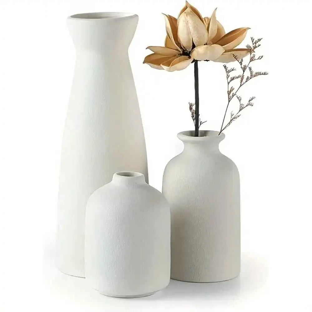 3pcs Bohemian Ceramic Vase Set, Modern Bohemian Farmhouse Home Decoration Vase, Living Room, Bookshelf, Dining Table Decoration
