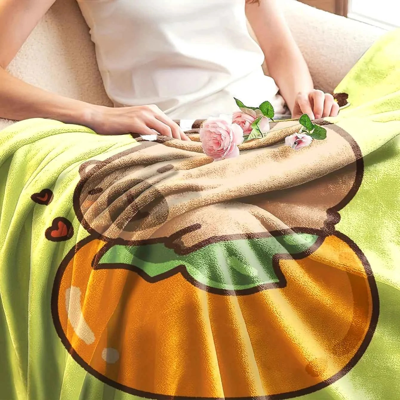 Cozy Capybara & Pumpkin Design Flannel Blanket - Ultra-Soft, All-Season Throw with 3D Digital Print, Perfect for Office, Camping