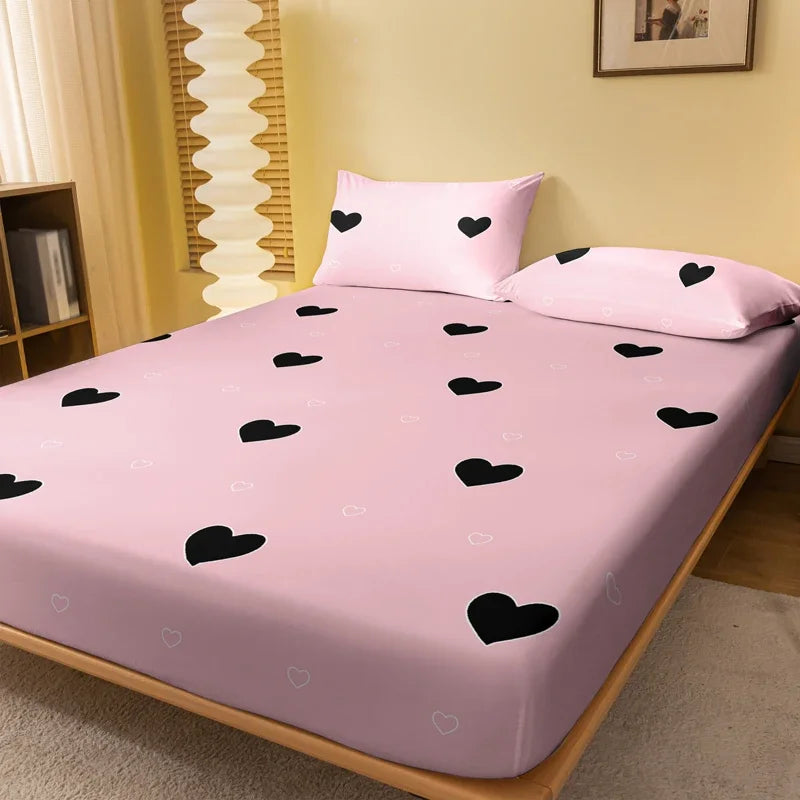 Modern Heart Geometry Matte Fitted Sheet