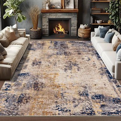 VIKAMA Modern Abstract Washable Area Rug – Stain Resistant Non-Slip Soft Indoor Carpet