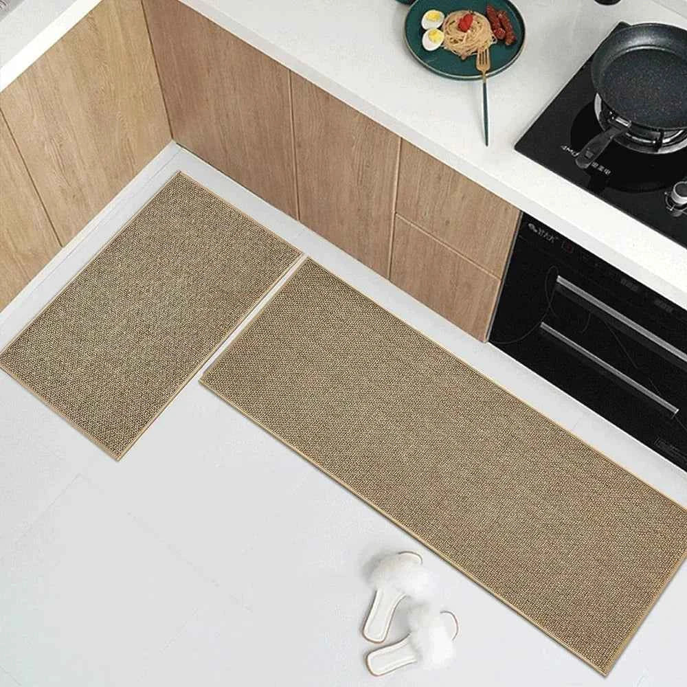Washable Non-slip Kitchen Rug Faux Sisal Running Rug, Faux Woven Kitchen Mat Kitchen Runners With Back Made Of Natural Rubber