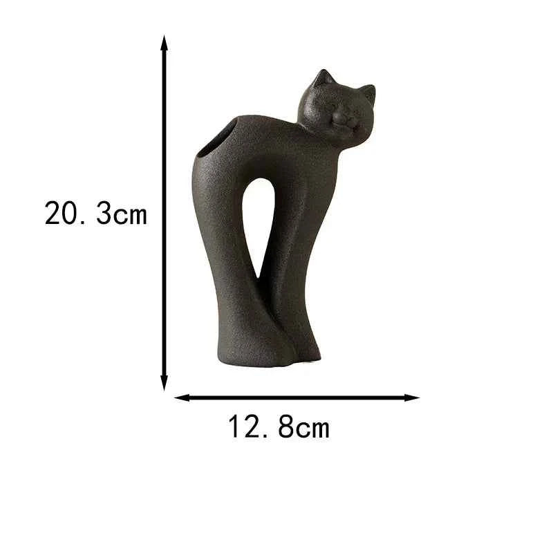 Twisted Cat Ceramic Vase Plant Pots Table Decoration Flowers Arrangement Lovely Kitten Floral Vases Room Aesthetic Decor