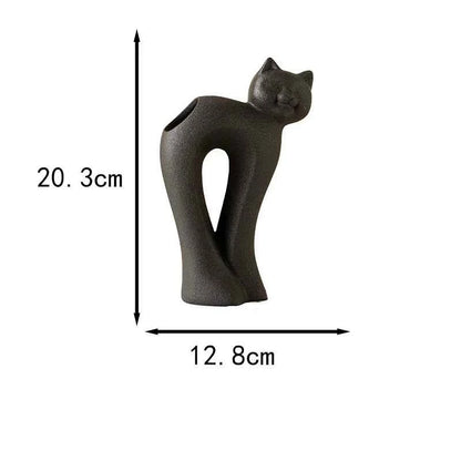 Twisted Cat Ceramic Vase Plant Pots Table Decoration Flowers Arrangement Lovely Kitten Floral Vases Room Aesthetic Decor