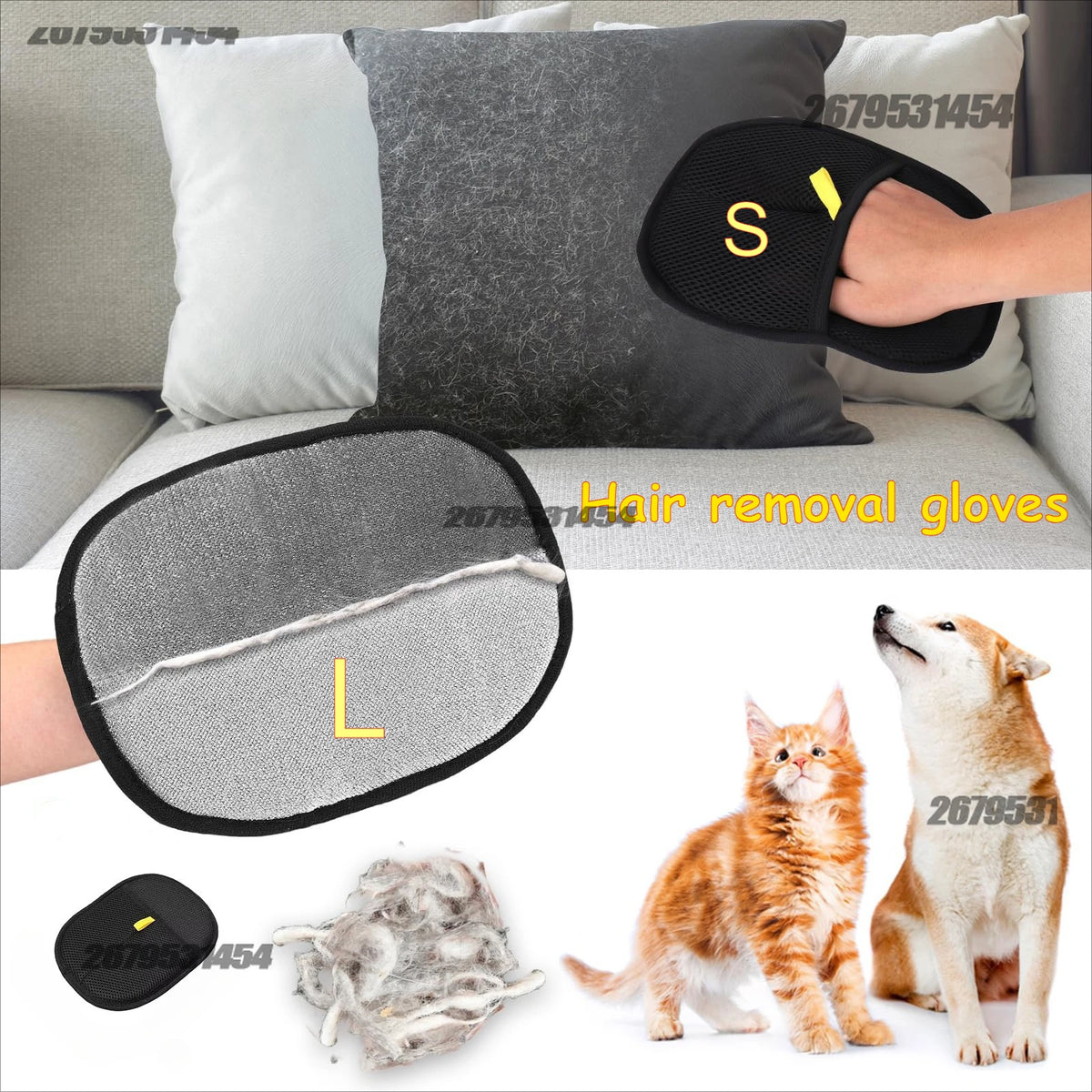 Static Pet Hair Removal Mitts for Furniture