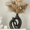 Ensemble de 2 vases en céramique d'imitation moderne, vases à fleurs décoratifs creux au design scandinave médiéval pour la décoration intérieure