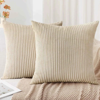 Soft Corduroy Striped Throw Pillow Case 45x45cm Boho Throw Pillow Covers for Sofa Bedroom Living Room Spring Home Decor Green