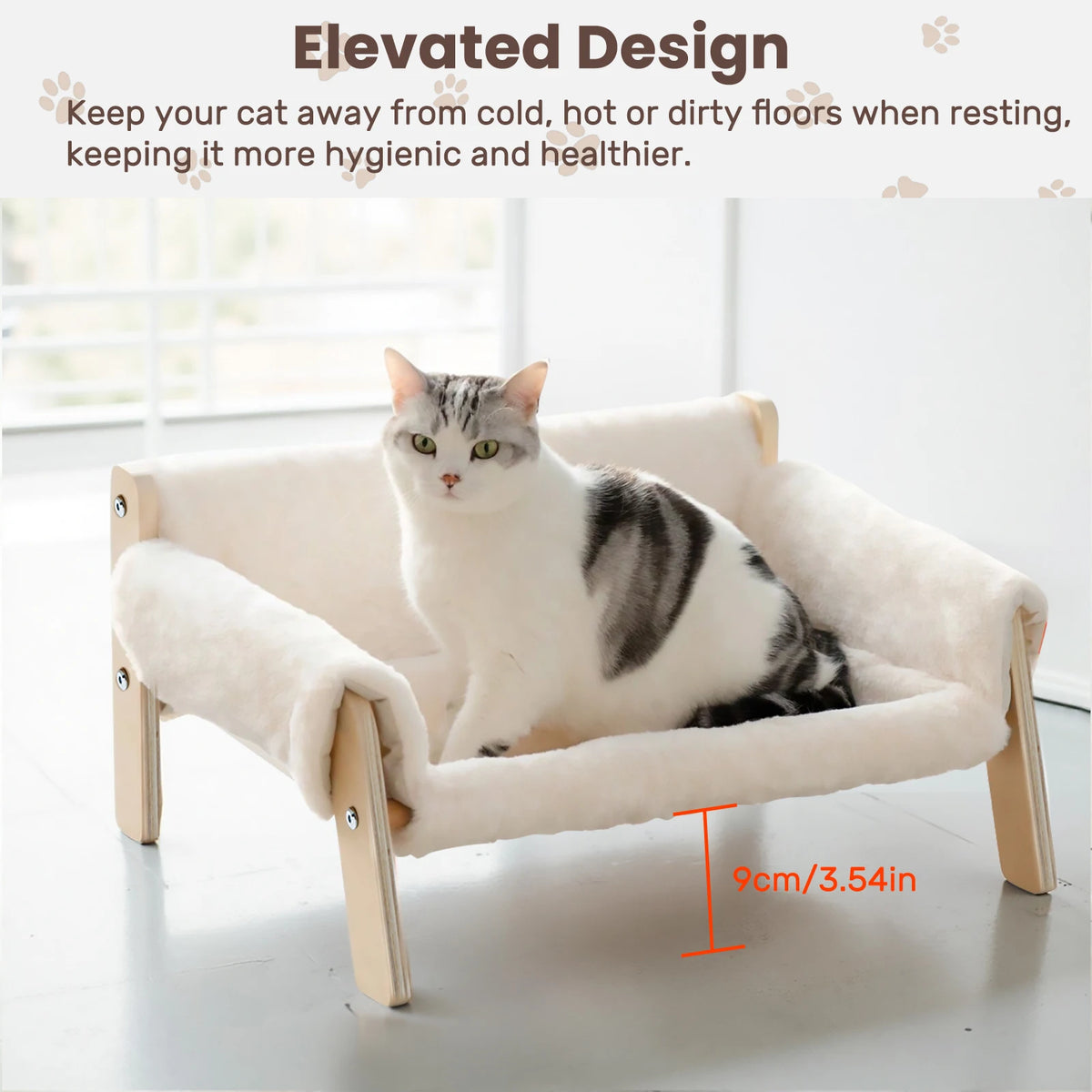 Large Cat Sofa Bed, Raised Design with Wooden Legs