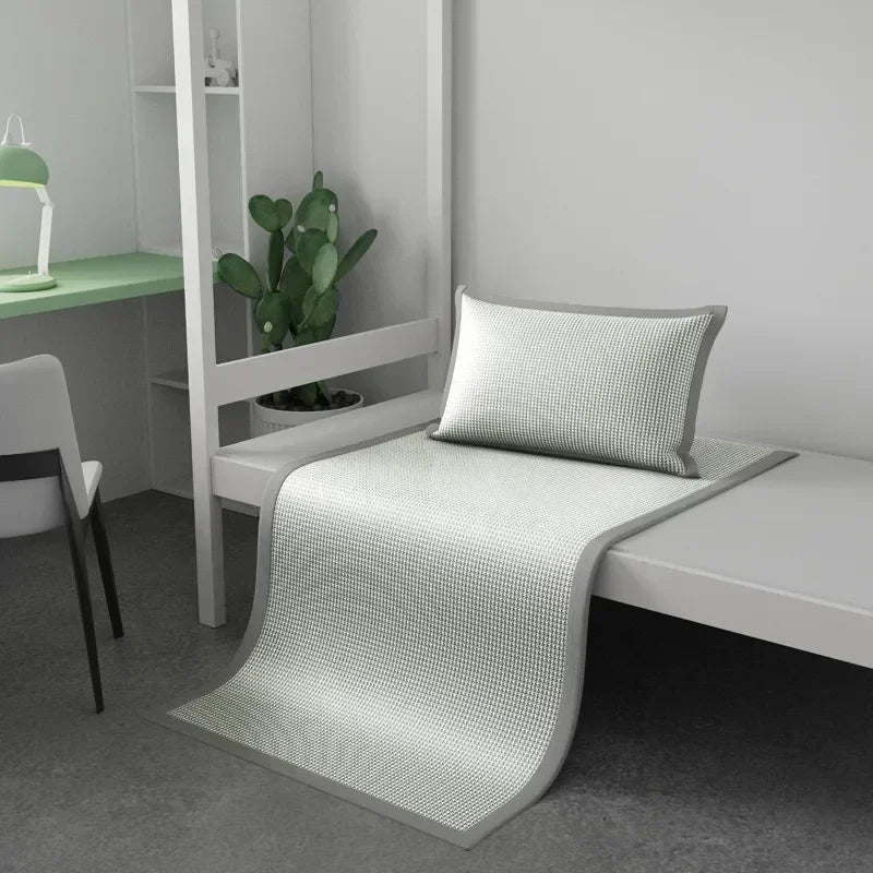 Jacquard Ice Silk Cooling Sleeping Mat – Summer Bed Pad for Dormitory, Student & Bedroom Use