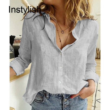 Women's Cotton Linen Loose Shirt — Y2K Streetwear Harajuku Tunic Blouse