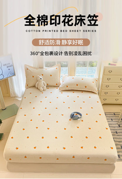 Fashion Flower Print Fitted Sheet, 100% Cotton